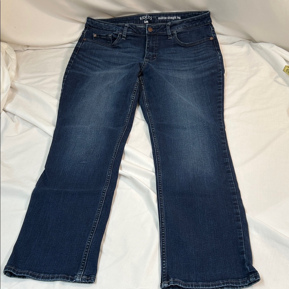 Riders by Lee Women's Dark Blue Denim Straight Leg Jeans Size 14